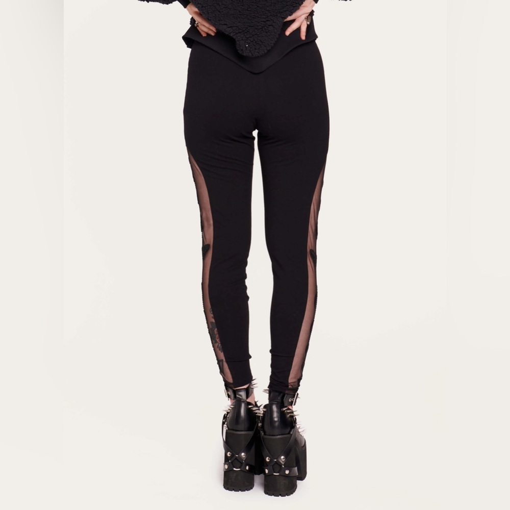 NWT NEW MIDNIGHT HOUR BLACK MOON PHASE MESH CUT OUT EMBROIDERED LEGGING SMALL - Picture 5 of 13